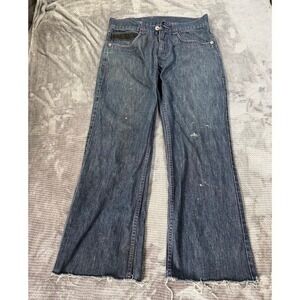 Vintage Miskeen Jeans Wide Leg‎ Denim Jeans Blue Purple Stitching Mens 34X29